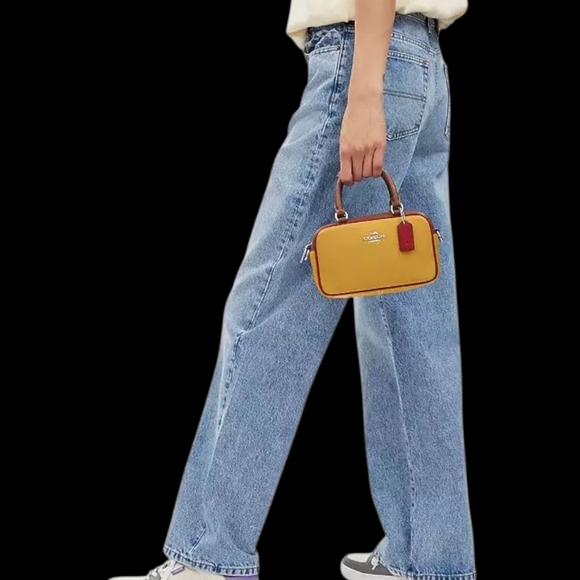 Coach Colorblock Mini Duffle Crossbody in Mustard Yellow and Saddle Brown Nwt - Picture 16 of 16